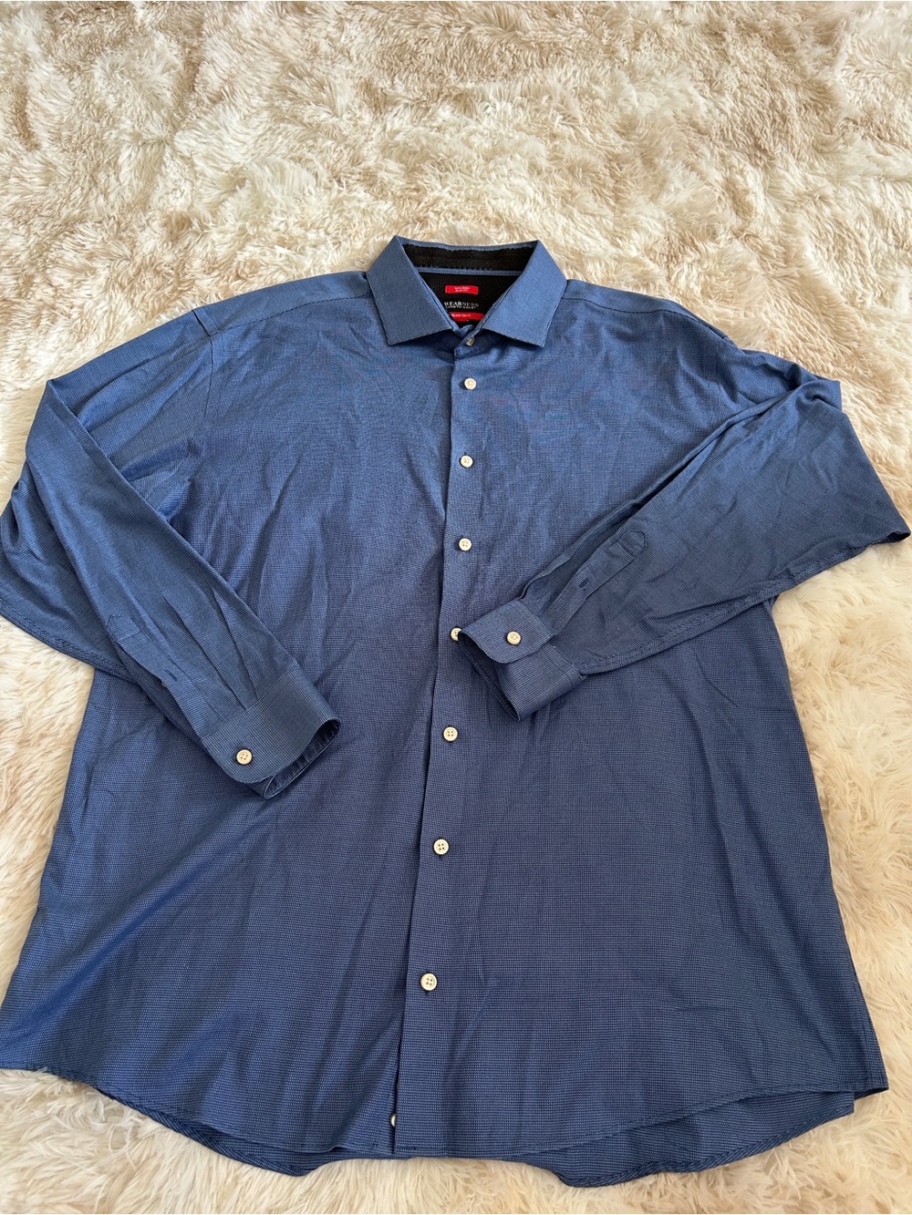 Kenneth Cole Navy Blue Long-Sleeve Dress Shirt